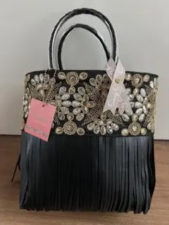 Jollies カゴバッグ フリンジ 黒 ゴールド 湘南 - メルカリ