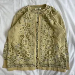 vintage 総柄 ニット カーディガン ジャガード柄 レトロ