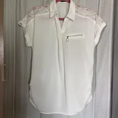 イ*ん様 ホワイト　レース　シャツブラウス