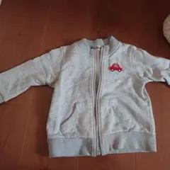 グレー 車刺繍 ジップアップトレーナー