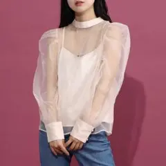 GUESS オレンジ　シアー　トップス　ブラウス XSのサムネイル