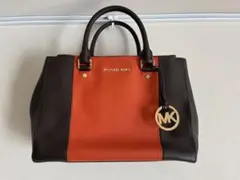 MICHAELKORS オレンジ　ブラウン　ハンドバッグ　バッグ　バイカラー