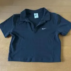 NIKE レディース 半袖 ショート丈ポロシャツ ブラックのサムネイル