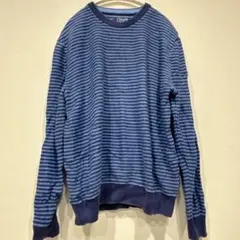 チャップス 長袖 クルーネック ニット ボーダー M 青 紺 コットン お出かけのサムネイル