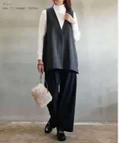 ミズイロインド ディープVネック ワイドベスト mizuiro ind