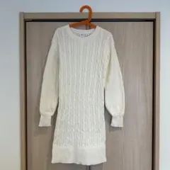 GAP KIDS アイボリー ケーブルニットワンピース M
