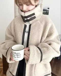 ベージュ ボアジャケット Lサイズ