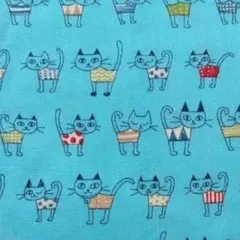 猫 キャット プリント生地 布地　水色　ハンドメイド　洋裁 手芸　ぬい活推し活c
