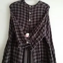 チェック シャツワンピース 7分袖