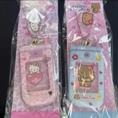 値下❗️ハローキティ 日焼けキティ スライドガラケーキーホルダー2種　　単品購入可