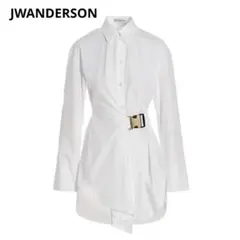 JWANDERSON ツイスト バックル シャツ アシンメトリー 襟 長袖 白のサムネイル