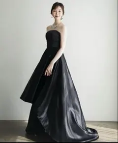 ブラック ストラップレス Aラインドレス