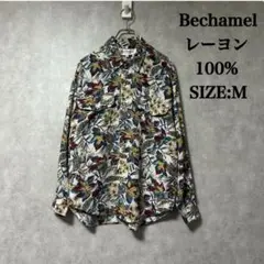 Bechamel 花柄 長袖シャツ M ヴィンテージ 古着 アメリカ レーヨン