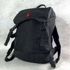 【美品✨】ポロラルフローレン ビッグポニー バックパック フラップ 巾着 黒のサムネイル