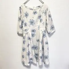 dazzlin アイボリー ブルー 花柄 ワンピース Mサイズ