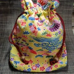 和装用バッグ 花柄 波模様