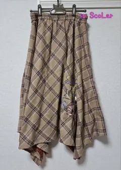 ScoLar チェック柄 リバーシブルフレアスカート