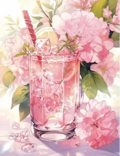 人気　商品　ALL 樹脂　オーロラビーズ　ダイヤモンドアートキット　桜　ジュース