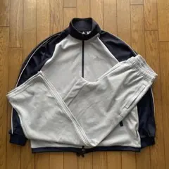adidas ジャージセットアップ グレー×ネイビー　M