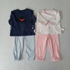 ユニクロ UNIQLO ベビー長袖パジャマ サイズ90 フラワー柄 ピングー