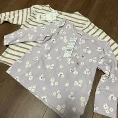【新品2枚セット】DAILY LINE 花柄・ストライプ トップス 90