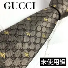 サトル様専用　未使用級　現行　グッチ　ネクタイ　GG柄×蜂　bee ソリッド