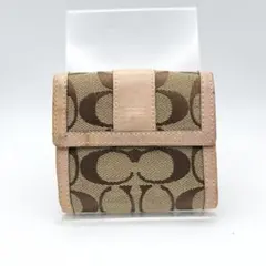 コーチ　折財布　財布　シグネチャー　ベージュ