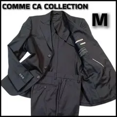 美品【シルク混】コムサコレクション セットアップスーツ 黒 ストライプ M