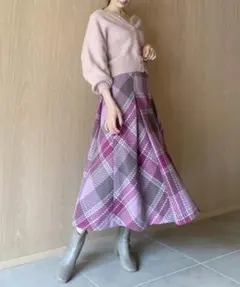 snidel ロービングチェックスカート