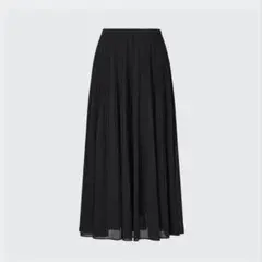 UNIQLO ユニクロ シフォンプリーツスカート 黒 ブラック ロングスカート
