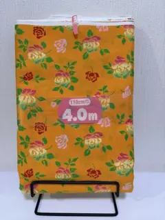 未使用コットン生地　花柄オレンジ系110cm×4.0m