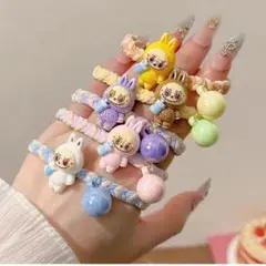大人気Labubu風デザインのヘアゴム5点セットです。