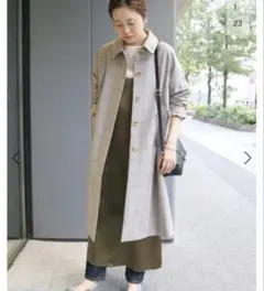 新品タグ　スローブイエナ　ステンカラーチェックコート　40 定価21000円