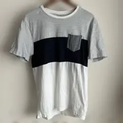 ZARA　メンズコットンＴシャツ Mサイズ　ネイビー/ホワイト　紺　白