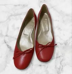 アニエス・ベーAgnes b. リボン付きレッドバレエパンプス美品 赤 状態良