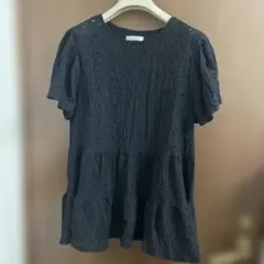 新品　未使用　ブラック 半袖 レースチュニックのサムネイル