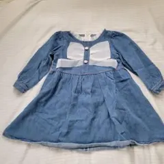 デニムブルー 長袖ワンピース 120cm