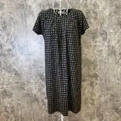 ✨BONFEE✨半袖ワンピース♡ドット柄♡タック♡カットソー ♡体型カバー(Ｍ)