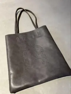 グレー レザー トートバッグ エンボス加工