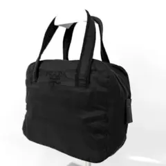 PRADA プラダ ナイロン 刺繡ロゴ ハンドバッグ コンパクト ブラック 黒