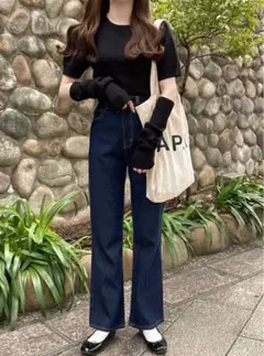 GRL グレイル　ハイウエストセミフレアデニムパンツ[cu289]