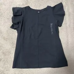 新品　レディース　UNIQLO フリル袖 黒 Tシャツ　サイズL ★248