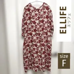 ELLIFE 麻100% 花柄ワンピース七分袖／No.160のサムネイル