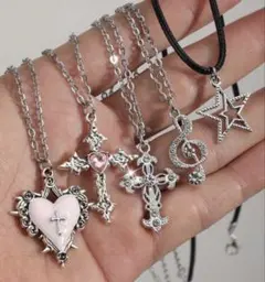 シルバー ネックレスセット ハート 十字架 音符 星型 y2k 平成女児