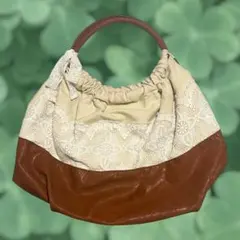 00s コットンレース リボン レザー キャンバス バッグ森ガールヒッピー 