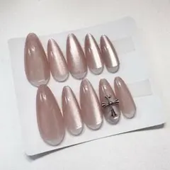 ピンクマグネット クロムパーツ ネイルチップ 10個セット