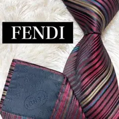 【新品未使用】フェンディ ネクタイ パープル ズッカ柄 ストライプ【イタリア製】 極美品 フェンディ ネクタイ ズッカ柄 光沢感 ストライプ イタリア製