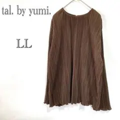 【tal. by yumi.】プリーツブラウス 人気プリーツ LL ブラウン