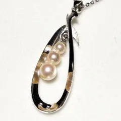 【MIKIMOTO】テリ良し◎ あこや 三粒パール ネックレス 真珠 ミキモトのサムネイル