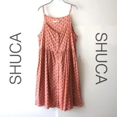 美品　SHUCA／シュカ★　薄手　肩ひもキャミワンピース　コーラルピンクのサムネイル
